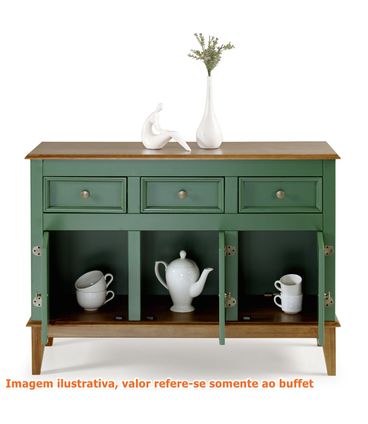 Buffet Antoine 3 Portas e 3 Gavetas cor Verde com Amendoa 114 cm - 62641