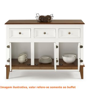 Buffet Antoine 3 Portas e 3 Gavetas cor Branco com Amendoa 114 cm - 62642