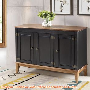 Buffet Antoine 3 Portas cor Preto com Amendoa 114 cm - 62645