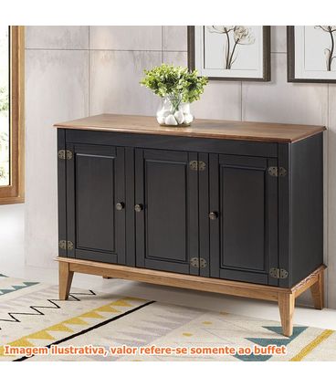 Buffet Antoine 3 Portas cor Preto com Amendoa 114 cm - 62645