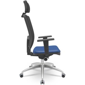 Cadeira Office Brizza Tela Preta Com Encosto Assento Vinil Azul Autocompensador 126cm - 62745