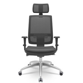 Cadeira Office Brizza Tela Preta Com Encosto Assento Vinil Preto Autocompensador 126cm - 62746