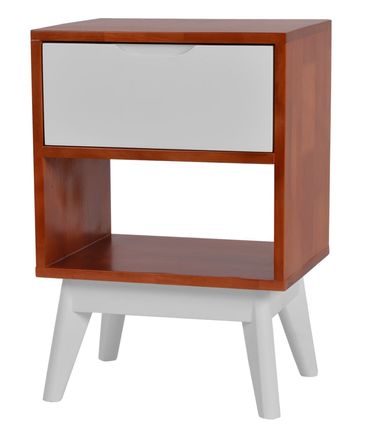 Mesa de Cabeceira Imperio Branca Estrutura Natural 60cm - 47442