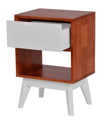 Mesa de Cabeceira Imperio Branca Estrutura Natural 60cm - 47442