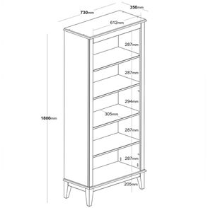 Estante England 4 Prateleiras cor Cinza com Amendoa 180cm - 62794