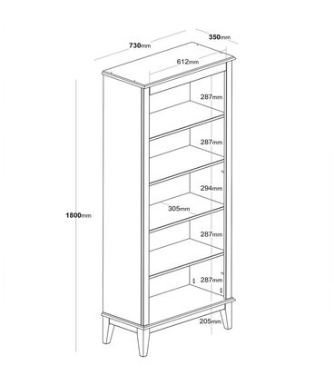 Estante England 4 Prateleiras cor Cinza com Amendoa 180cm - 62794