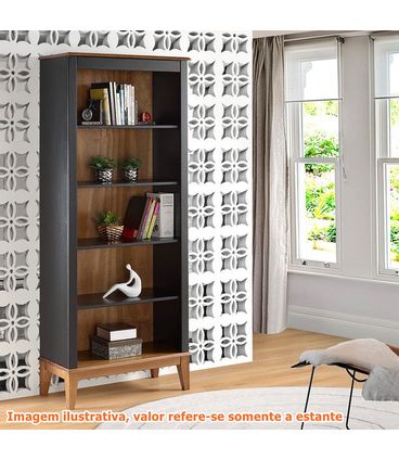 Estante England 4 Prateleiras cor Preto com Amendoa 180cm - 62795