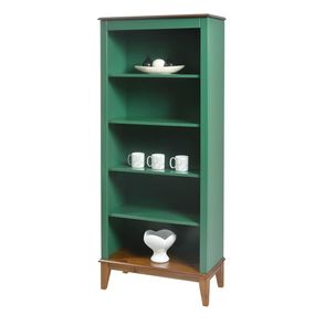 Estante England 4 Prateleiras cor Verde com Base Amendoa 180cm - 62796