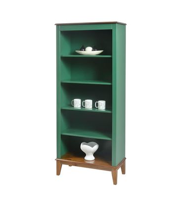 Estante England 4 Prateleiras cor Verde com Base Amendoa 180cm - 62796
