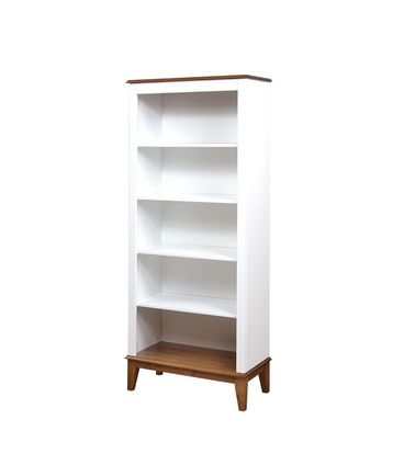 Estante England 4 Prateleiras cor Branco com Base Amendoa 180cm - 61921