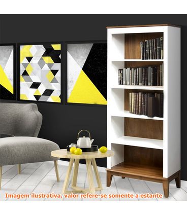 Estante England 4 Prateleiras cor Branco com Amendoa 180cm - 62792