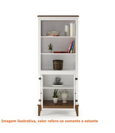 Estante England 2 Portas 2 Prateleiras cor Branco Base Amendoa 180cm - 62798