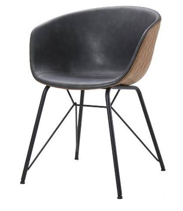 Cadeira Astrid PU Caramelo e Cinza Escuro Base Aco Preto - 62840