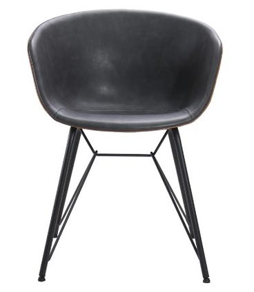 Cadeira Astrid PU Caramelo e Cinza Escuro Base Aco Preto - 62840