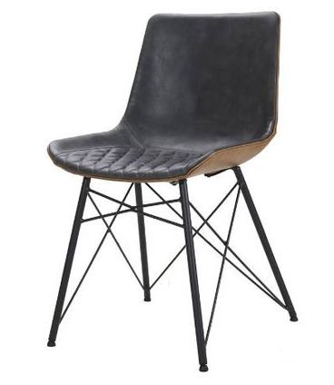 Cadeira Bradford Courino Caramelo e Cinza Escuro com Base Aco Preto - 62851