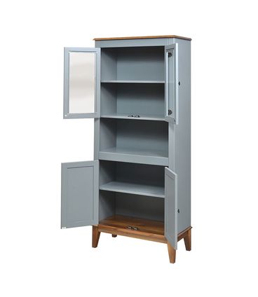 Cristaleira Malu 4 Portas cor Cinza com Base Amendoa 180 cm - 62800