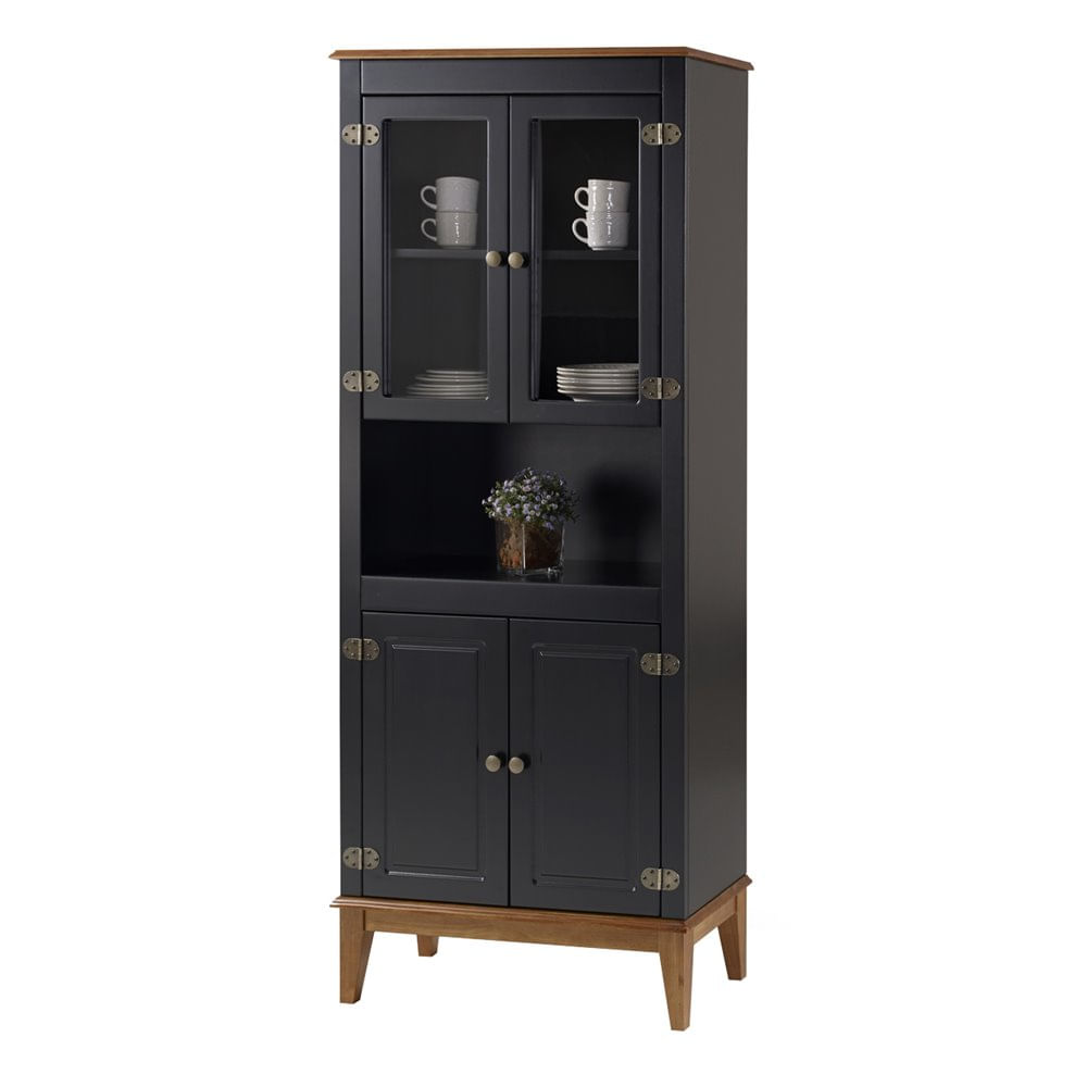 Cristaleira-Malu-4-Portas-cor-Preto-com-Base-Amendoa-180-cm---62802