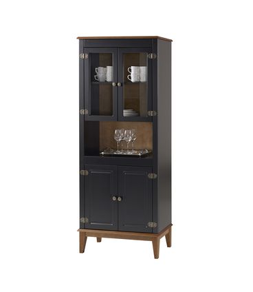 Cristaleira Malu 4 Portas cor Preto com Amendoa 180 cm - 62821