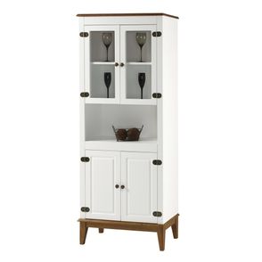 Cristaleira Malu 4 Portas cor Branco com Base Amendoa 180 cm - 62824