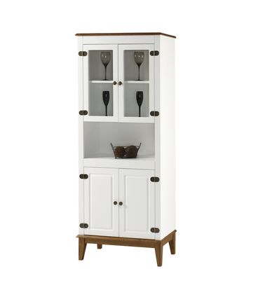 Cristaleira Malu 4 Portas cor Branco com Base Amendoa 180 cm - 62824