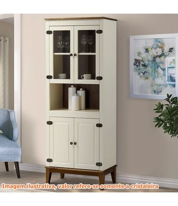 Cristaleira Malu 4 Portas cor Off White com Amendoa 180 cm - 62825