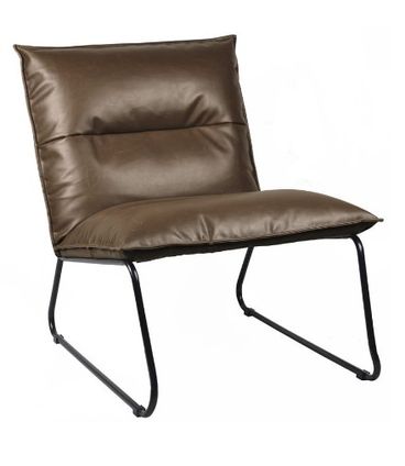 Poltrona Gramado Courino Marrom Base Preta 76cm - 62901