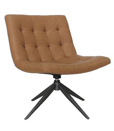 Poltrona Pelotas Courino Caramelo Base Preta 85cm - 62918