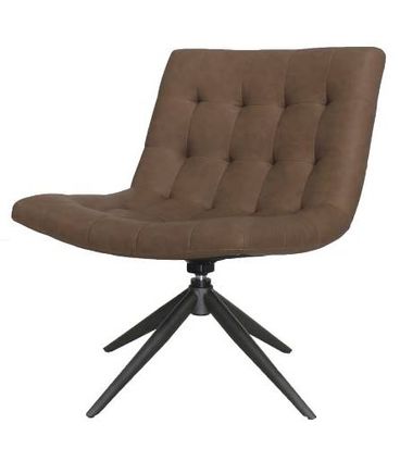 Poltrona Pelotas Courino Marrom Base Preta 85cm - 62919