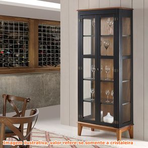 Cristaleira Bia 2 Portas cor Preto com Amendoa 180 cm - 62917