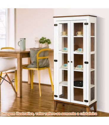 Cristaleira Bia 2 Portas cor Branco com Amendoa 180 cm - 62924