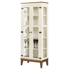 Cristaleira Bia 2 Portas cor Off White com Base Amendoa 180 cm - 62926