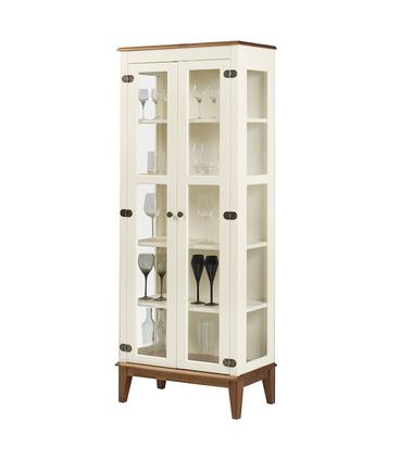 Cristaleira Bia 2 Portas cor Off White com Base Amendoa 180 cm - 62926