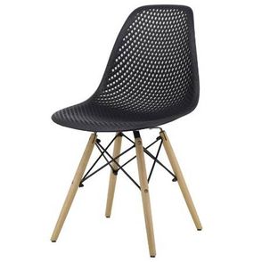 Cadeira Lópes Preta Base Natural 82cm - 62941