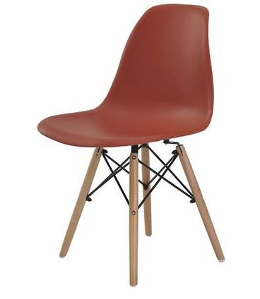 Cadeira Eames Eiffel Polipropileno Laranja Base Madeira 81cm - 62957