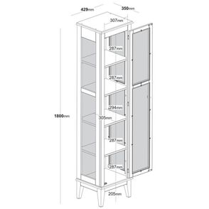 Cristaleira Remy 1 Porta cor Cinza com Base Amêndoa 180 cm - 60757