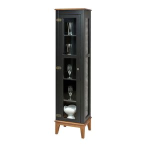 Cristaleira Remy 1 Porta cor Preto com Base Amêndoa 180 cm - 60758