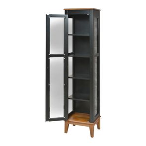 Cristaleira Remy 1 Porta cor Preto com Base Amêndoa 180 cm - 60758