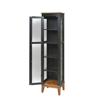 Cristaleira Remy 1 Porta cor Preto com Base Amêndoa 180 cm - 60758