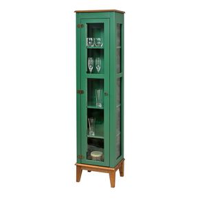 Cristaleira Remy 1 Porta cor Verde com Base Amêndoa 180 cm - 62965