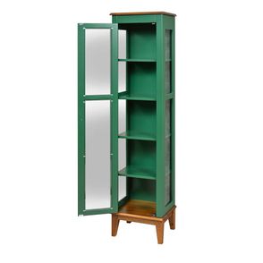 Cristaleira Remy 1 Porta cor Verde com Base Amêndoa 180 cm - 62965