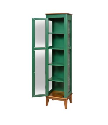 Cristaleira Remy 1 Porta cor Verde com Base Amêndoa 180 cm - 62965