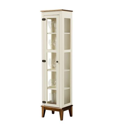Cristaleira Remy 1 Porta cor Off White com Base Amêndoa 180 cm - 62966