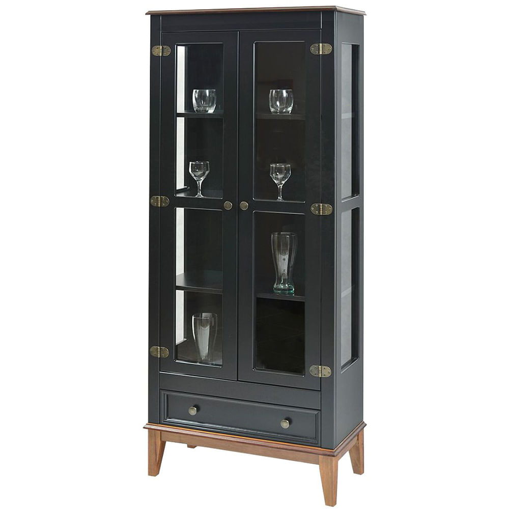Cristaleira-Bia-2-Portas-e-1-Gavetas-cor-Preto-com-Amendoa-180-cm---60754