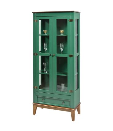 Cristaleira Bia 2 Portas e 1 Gavetas cor Verde com Amêndoa 180 cm - 59026