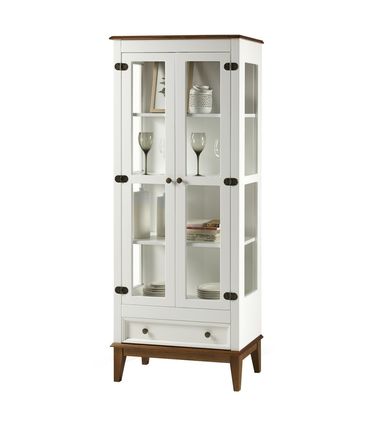 Cristaleira Bia 2 Portas e 1 Gaveta cor Branco com Amêndoa 180 cm - 62969