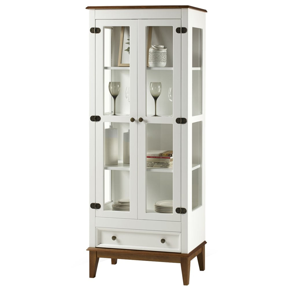 Cristaleira-Bia-2-Portas-e-1-Gaveta-cor-Branco-com-Amendoa-180-cm---62969
