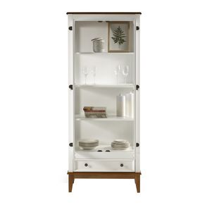 Cristaleira Bia 2 Portas e 1 Gaveta cor Branco com Amêndoa 180 cm - 62969