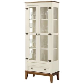 Cristaleira Bia 2 Portas e 1 Gavetas cor Off White com Amêndoa 180 cm - 60752