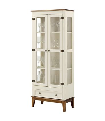 Cristaleira Bia 2 Portas e 1 Gavetas cor Off White com Amêndoa 180 cm - 60752
