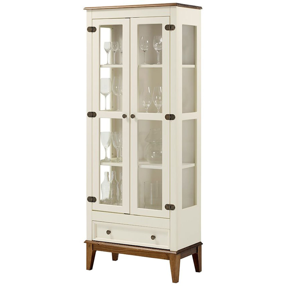 Cristaleira-Bia-2-Portas-e-1-Gavetas-cor-Off-White-com-Amendoa-180-cm---60752